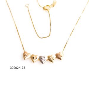 Gargantilha 5 corações 3 cores em ouro 18k - 30002/175