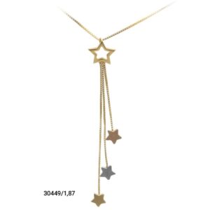 Gargantilha gravatinha estrelas em ouro 18k - 30449/187