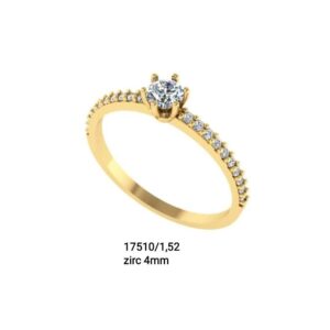 Anel solitário, noivado ouro 18k - 17510/1,52
