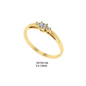 Anel solitário, noivado ouro 18k - 18170/1,54