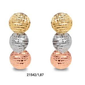Brinco meia bola 3 cores em ouro 18k - 21542/187