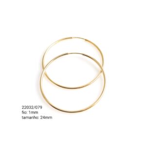 Brinco argola oco em ouro 18k - 22032/079