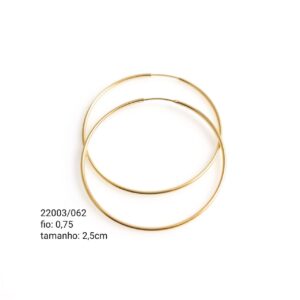 Brinco argola oco em ouro 18k - 22003/062
