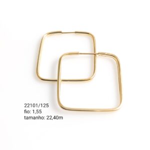 Brinco argola quadrado em ouro 18k - 22101/125