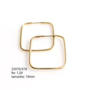 Brinco argola quadrado em ouro 18k - 22070/078