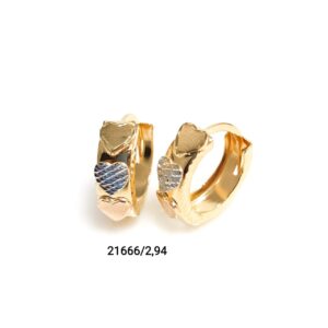 Brinco argola 3 corações em ouro 18k - 21666/294