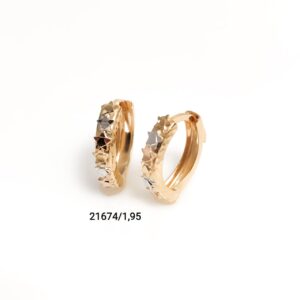 Brinco argola estrelinhas 3 cor de ouro diamantado em ouro 18k - 21674/195
