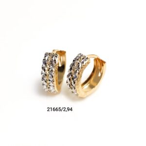 Brinco argola discos diamantado em ouro 18k - 21665/294
