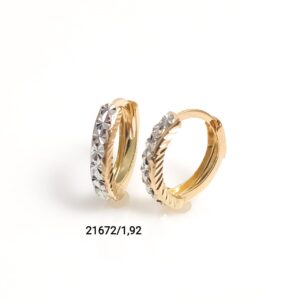 Brinco argola discos diamantado em ouro 18k - 21672/192