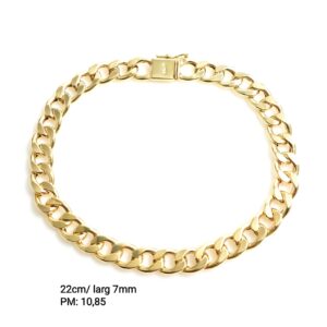 Pulseira groumet 7mm em ouro 18k