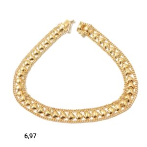 Pulseira taparela corações polido em ouro 18k