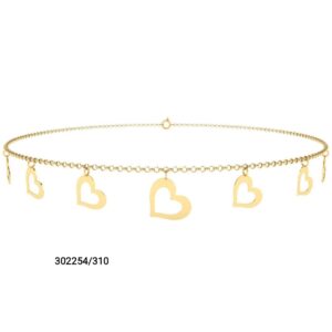 Gargantilha choker 40cm corações em ouro 18k - 302254/357
