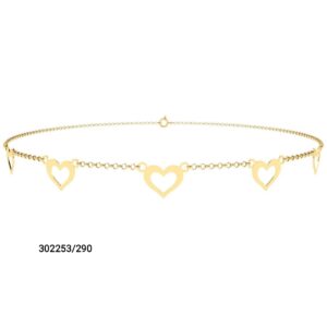 Gargantilha choker 40cm coração em ouro 18k - 302253/305
