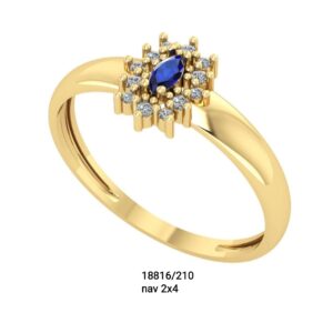 Anel tipo formatura navete em ouro 18k - 18816/210