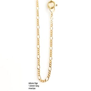 Corrente 3x1 fina 60cm em ouro 18k