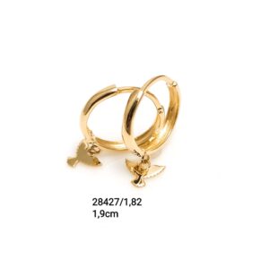 Brinco argola simbolo Esp.Santo pendurado em ouro 18k - 28427/182
