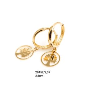 Brinco argola arvore da vida em ouro 18k - 28452/237