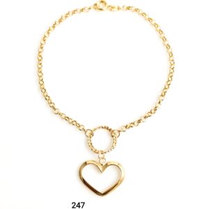 Pulseira elo português com coração pendurado especial