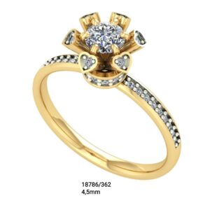 Anel tipo solitário em ouro 18k - 18786/362