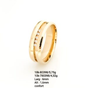 Aliança em ouro com pedras - 80398/780398