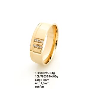 Aliança em ouro com pedras - 80395/780395