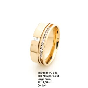 Aliança em ouro com pedras - 80381/780381